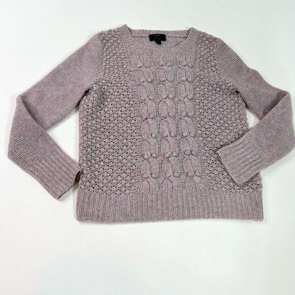 J. Crew Sweater Women's Medium Lilac Lambs Wool Hand Chunky Knit Rib Trim - Picture 1 of 10